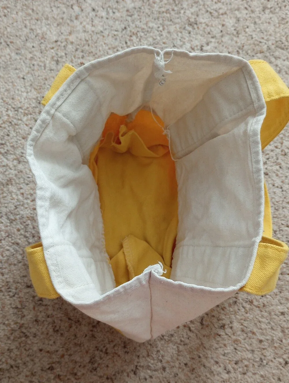 Trader Joes Small Tote Bag Yellow & Cream